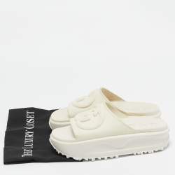 Pre Owned Gucci Cream Rubber GG Flat Sandals Size 36