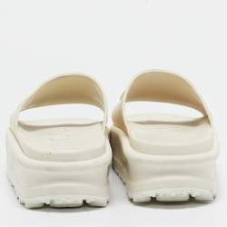 Pre Owned Gucci Cream Rubber GG Flat Sandals Size 36