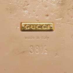 Pre Owned Gucci Purple Patent Leather GG Marmont Fringed Flat Mules Size 38.5