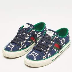 Gucci Blue GG Canvas Tennis 1977 Low Top Sneakers Size 37.5