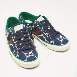 Gucci Blue GG Canvas Tennis 1977 Low Top Sneakers Size 37.5