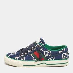 Gucci Blue GG Canvas Tennis 1977 Low Top Sneakers Size 37.5