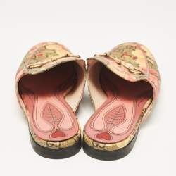 Pre Owned Gucci Beige/Brown GG Supreme Canvas Blooms Print Princetown Flat Mules Size 39