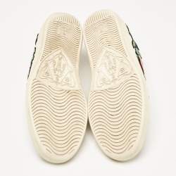 Gucci White Leather and Python Embossed Leather Ace Lace Up Sneakers Size 38