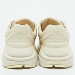 Gucci Cream Leather Logo Rhyton Lace Up Sneakers Size 39.5