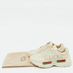 Gucci Cream Leather Logo Rhyton Lace Up Sneakers Size 39.5