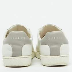 Pre Owned Gucci White Leather Interlocking G Ace Low Top Sneakers Size 35.5