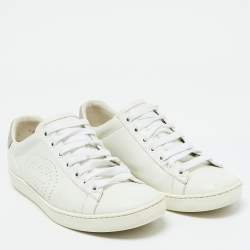 Pre Owned Gucci White Leather Interlocking G Ace Low Top Sneakers Size 35.5