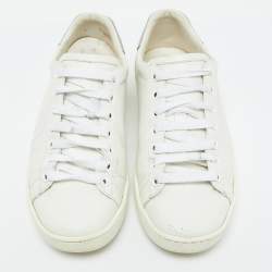Pre Owned Gucci White Leather Interlocking G Ace Low Top Sneakers Size 35.5