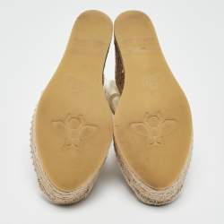Gucci  White Leather GG Marmont Platform Wedge Espadrilles Size 39