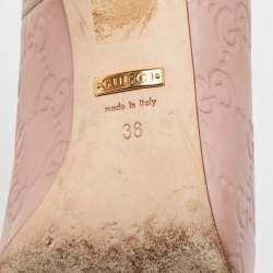 مملوكة مسبق ًا حذاء كعب عالي غوتشي كريستين كعب بامبو مقدمة مدببة جلد غوتشيسيما وردي باهت مقاس 36