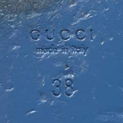 Pre Owned Gucci Blue Suede Crystal Studded Suede Ballet Flats Size 38