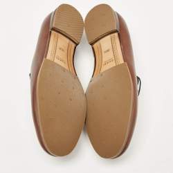 Pre Owned Gucci Brown Leather Horsebit Loafers Size 36.5