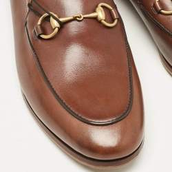 Pre Owned Gucci Brown Leather Horsebit Loafers Size 36.5