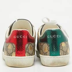 Gucci Beige/Brown GG Supreme Canvas Bee Ace Sneakers Size 36