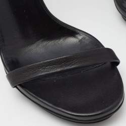 Pre Owned Gucci Black Leather Studded Ankle Strap Sandals Size 38