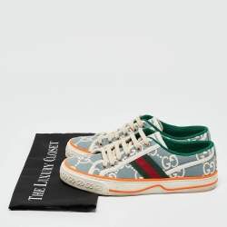 Pre Owned Gucci Light Blue/White GG Canvas Tennis 1977 Sneakers Size 38