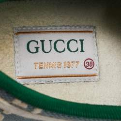 Pre Owned Gucci Light Blue/White GG Canvas Tennis 1977 Sneakers Size 38