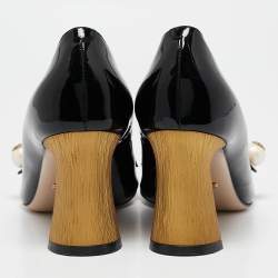 Pre Owned Gucci Black Patent Leather Arille Pearl Pumps Size 39
