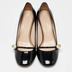Pre Owned Gucci Black Patent Leather Arille Pearl Pumps Size 39