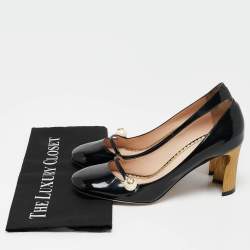 Pre Owned Gucci Black Patent Leather Arille Pearl Pumps Size 39