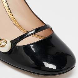 Pre Owned Gucci Black Patent Leather Arille Pearl Pumps Size 39