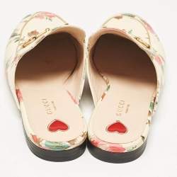 Gucci Multicolor Floral Print Leather Princetown Flat Mules Size 39.5