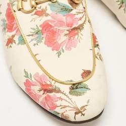 Gucci Multicolor Floral Print Leather Princetown Flat Mules Size 39.5