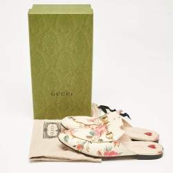 Gucci Multicolor Floral Print Leather Princetown Flat Mules Size 39.5
