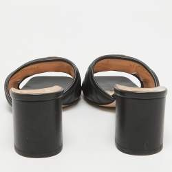 مملوكة مسبقًا Gucci Black Quilted Leather GG Marmont Slide Sandals Size 39