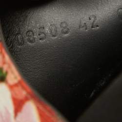 Pre Owned Gucci Beige/Brown GG Supreme Canvas Blooms Print Pool Slides Size 42