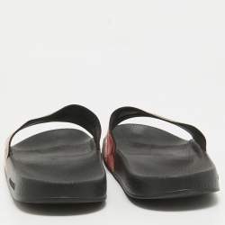 Pre Owned Gucci Beige/Brown GG Supreme Canvas Blooms Print Pool Slides Size 42