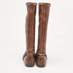 Gucci Brown Leather Knee Length Boots Size 39.5