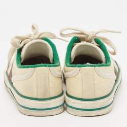 Gucci Cream/Green Canvas Tennis 1977 Lace Up Sneakers Size 36