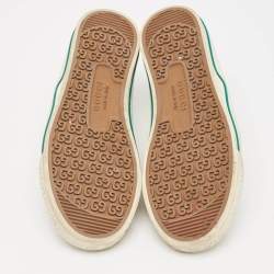 Gucci Cream/Green Canvas Tennis 1977 Lace Up Sneakers Size 36
