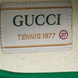 Pre Owned Gucci Cream Canvas Crystal Embellished Tennis 1977 Sneakers Size 37
