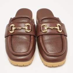 Gucci Burgundy Leather Airel Mules Size 37.5