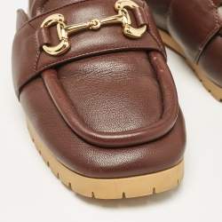 Gucci Burgundy Leather Airel Mules Size 37.5