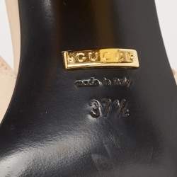 Pre Owned Gucci Beige Leather Horsebit Slingback Pumps Size 37.5