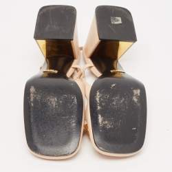 Pre Owned Gucci Beige Leather Horsebit Slingback Pumps Size 37.5