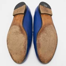 Gucci Blue Leather Jordaan Loafers Size 37.5