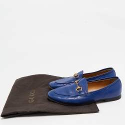 Gucci Blue Leather Jordaan Loafers Size 37.5