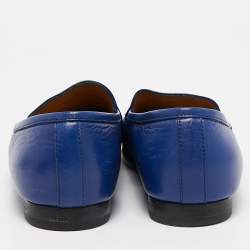 Gucci Blue Leather Jordaan Loafers Size 37.5