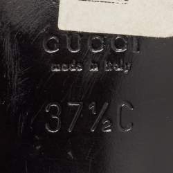 Pre Owned Gucci Black GG Canvas and Leather Studded Horsebit Ankle Strap Pumps Size 37.5