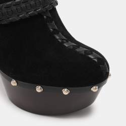 Gucci Black Leather and Suede Janis Clogs Size 37