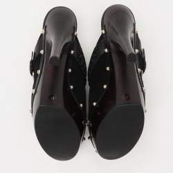 Gucci Black Leather and Suede Janis Clogs Size 37