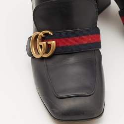 Gucci Black Leather Web Ankle Length Boots Size 37.5