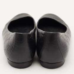 Gucci Black Guccissima Leather Cap Toe Ballet Flats Size 37.5