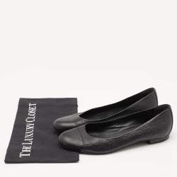 Gucci Black Guccissima Leather Cap Toe Ballet Flats Size 37.5