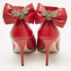 Gucci Red Leather Queen Margaret Pumps Size 38
